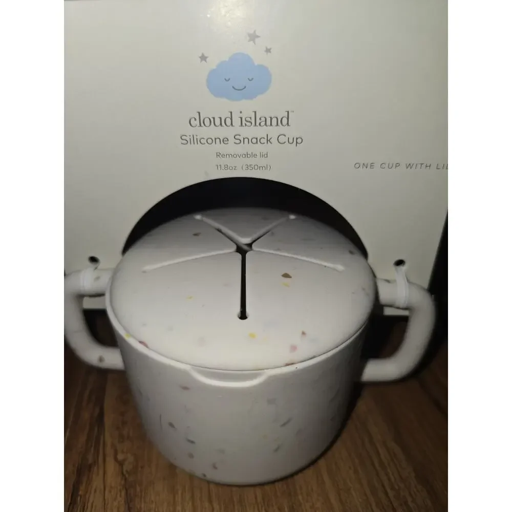 Cloud Island silicone snack cup confetti speckle two side handle small child s1